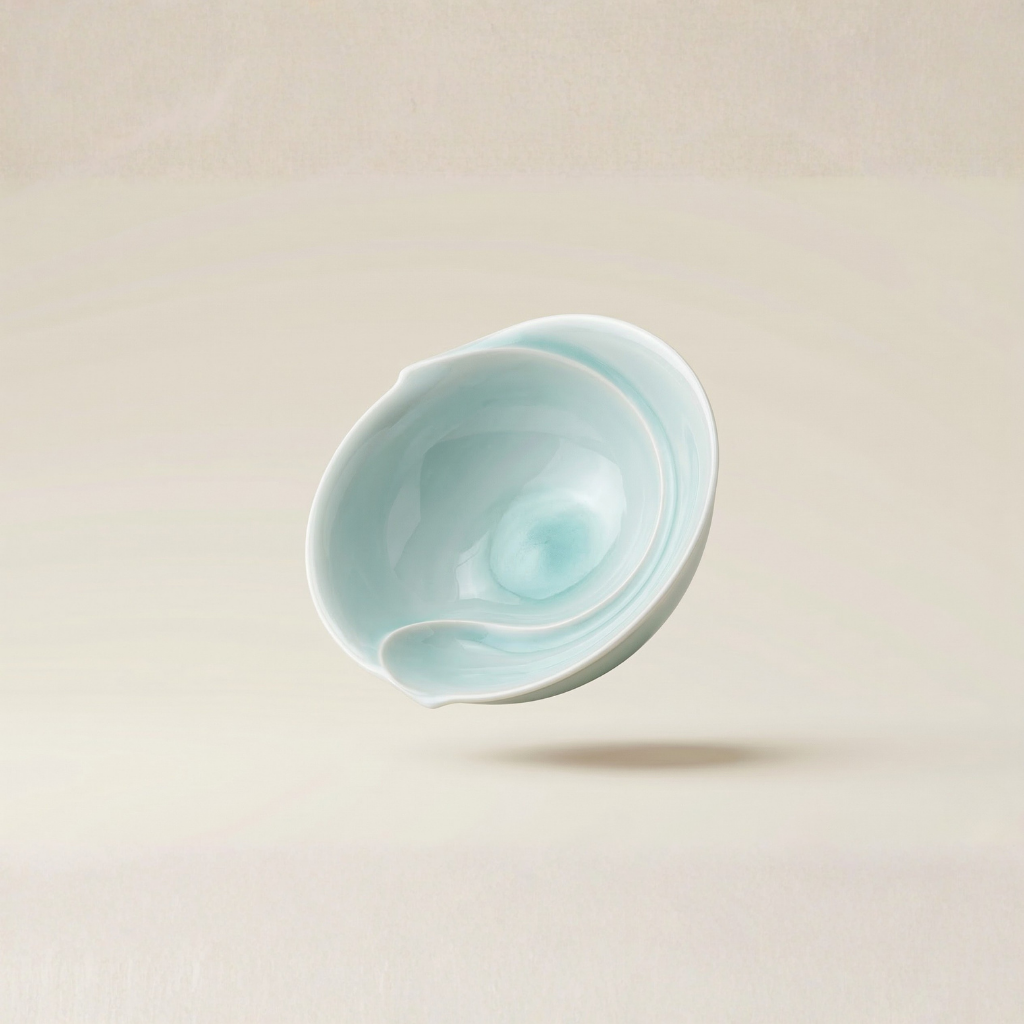 青白磁の稜線小鉢 - 水面に走る光を、食卓に添える。